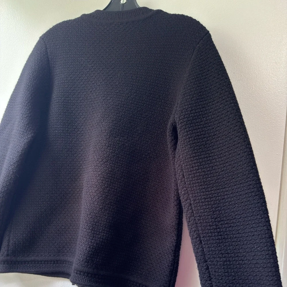 CHANEL Uniform Wool Black Textured Cardigan Sweater
